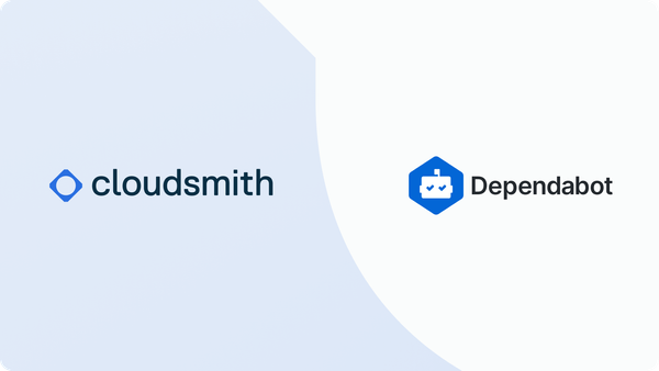 cloudsmith logo next to dependabot logo